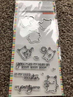 PARTY MONSTERS STAMP AND DIE SET MAMA ELEPHANT HAMPTON ARTS