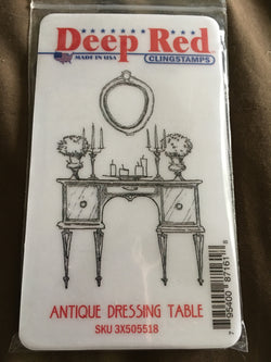 ANTIQUE DRESSING TABLE DEEP RED RUBBER STAMPS