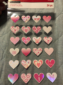 PINK SPARKLE HEARTS VALENTINE - RECOLLECTIONS STICKERS
