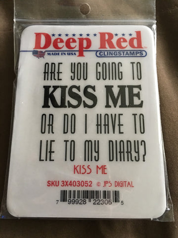 KISS ME DEEP RED RUBBER STAMPS