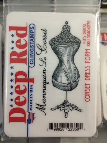 CORSET DRESS FORM - DEEP RED RUBBER STAMPS