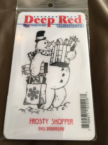 FROSTY SHOPPER - DEEP RED RUBBER STAMPS