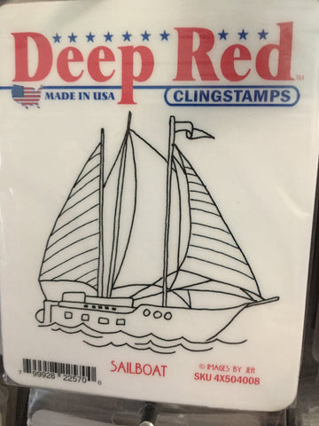 SAILBOAT DEEP RED RUBBER STAMPS