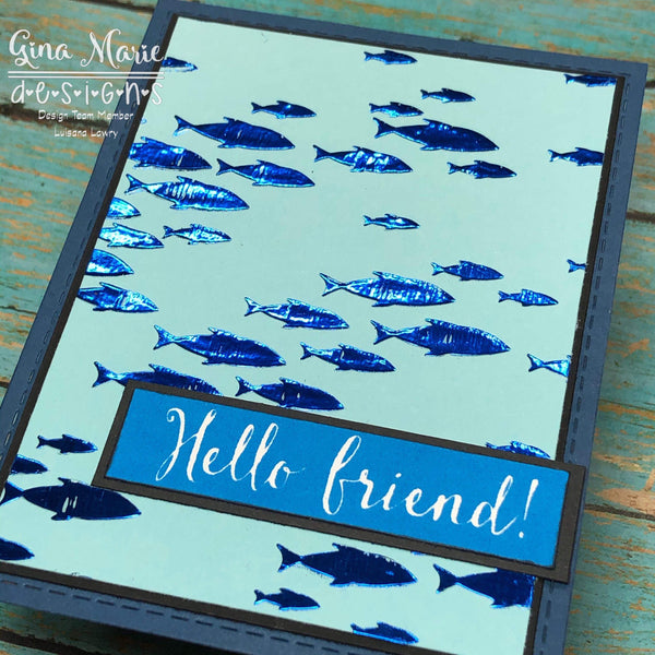 YEAR END SALE - SCHOOL OF FISH 6X6 STENCIL - GINA MARIE DESIGNS